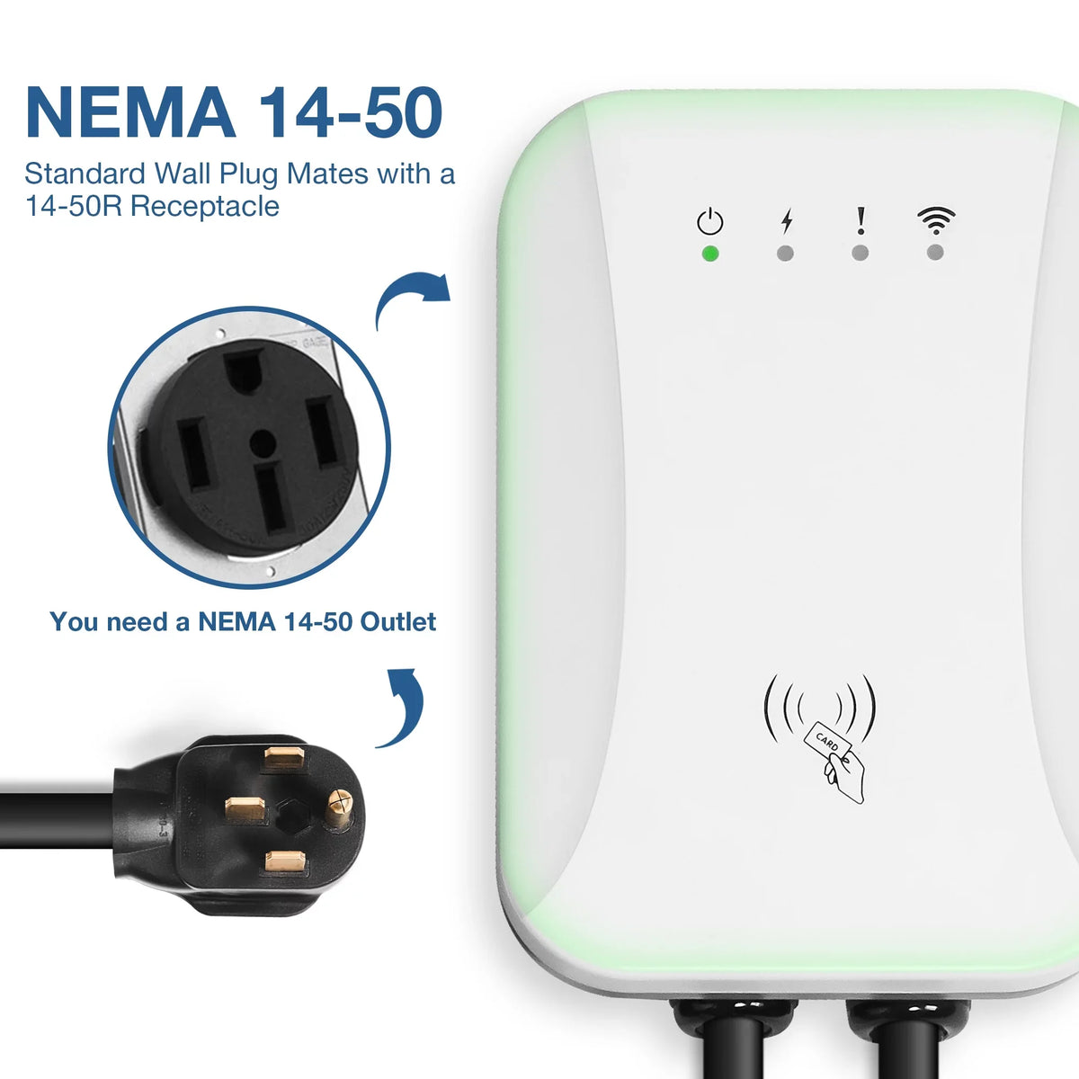 NEMA 14-50 Level 2 EV Charger Portable Electric Vehicle Charger with 25 ft Charging Cable, SAE J1772 Standard Plug (40 Amp, 240 Volt ) Indoor/Outdoor Car Charging Station NEMA 14-50