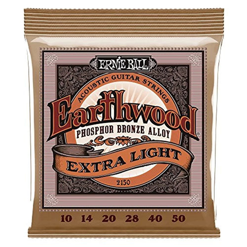 4 PACK Ernie Ball P02150 Earthwood Extra Light Phosphor Bronze Acoustic String Set, .010 - .050