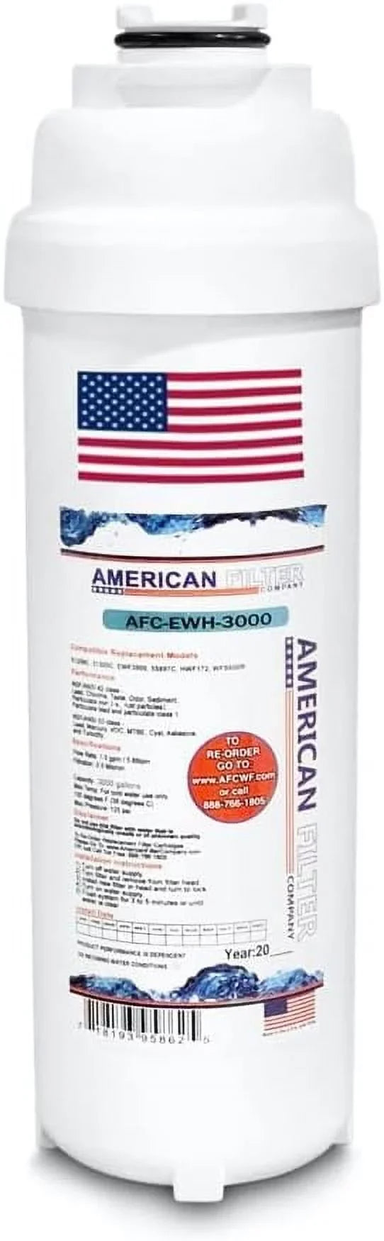 AFC Brand, Liquid Filter, Model # AFC-EWH-3000, Compatible With Elkay(R) Halsey-Taylor(R) LIQUID HWF172 WSF6000R Fluid Fountain Station Fillers