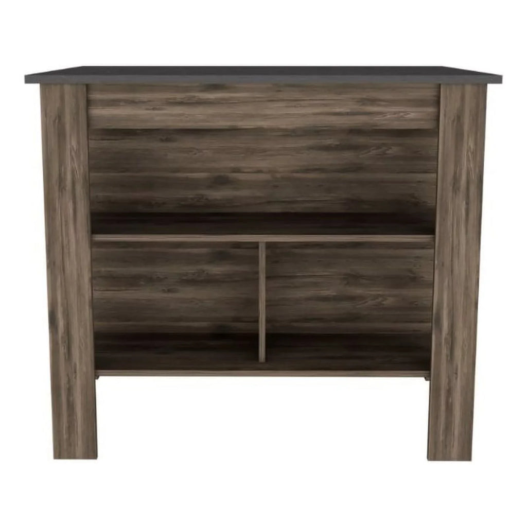 FM FURNITURE Brooklyn Modern Minimal Kitchen Island with Three Concealed Shelves