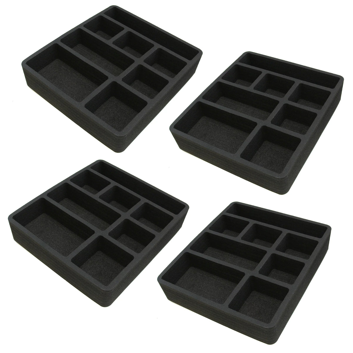 Polar Whale 4 Piece Desk Drawer Organizers Tray Non-Slip Liquid Insert for Office Home Shop Garage 12 X 10.5 X 2 Inches Black 8 Compartments Extra Deep Set of 4