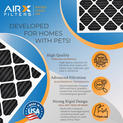 24x30x1 Air Filter Odor Eliminator Carbon Filter MERV 8 Comparable to MPR 700 & FPR 5 AC HVAC Premium USA Made 24x30x1 Furnace Filters by AIRX FILTERS WICKED CLEAN AIR. 6 Pack