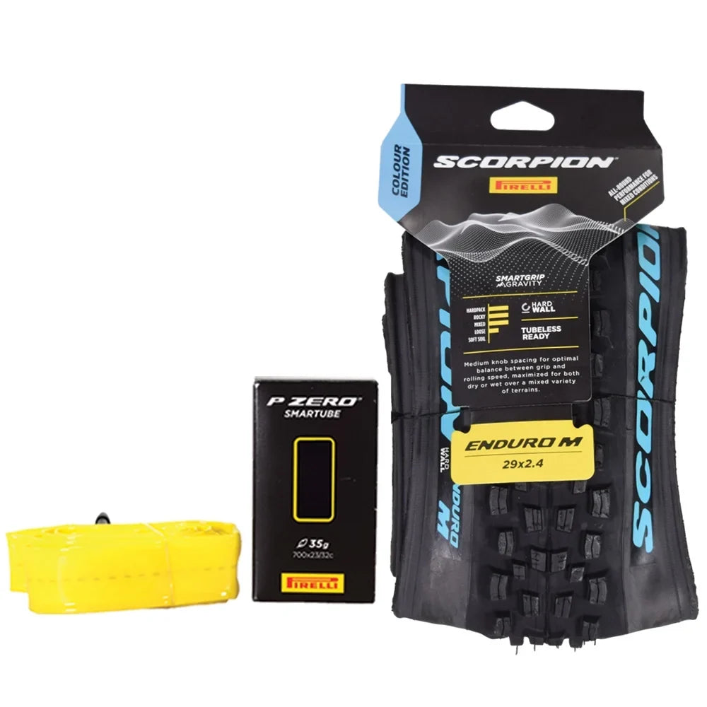 Pirelli Scorpion Enduro M TurquoiseColor Edition Mountain Bicycle Tire 29x2.4 - Tubeless Capability Tear-Resistant MTB Tire for XC Racing, Trail and Enduro Riding + SmarTUBE 23/32-622