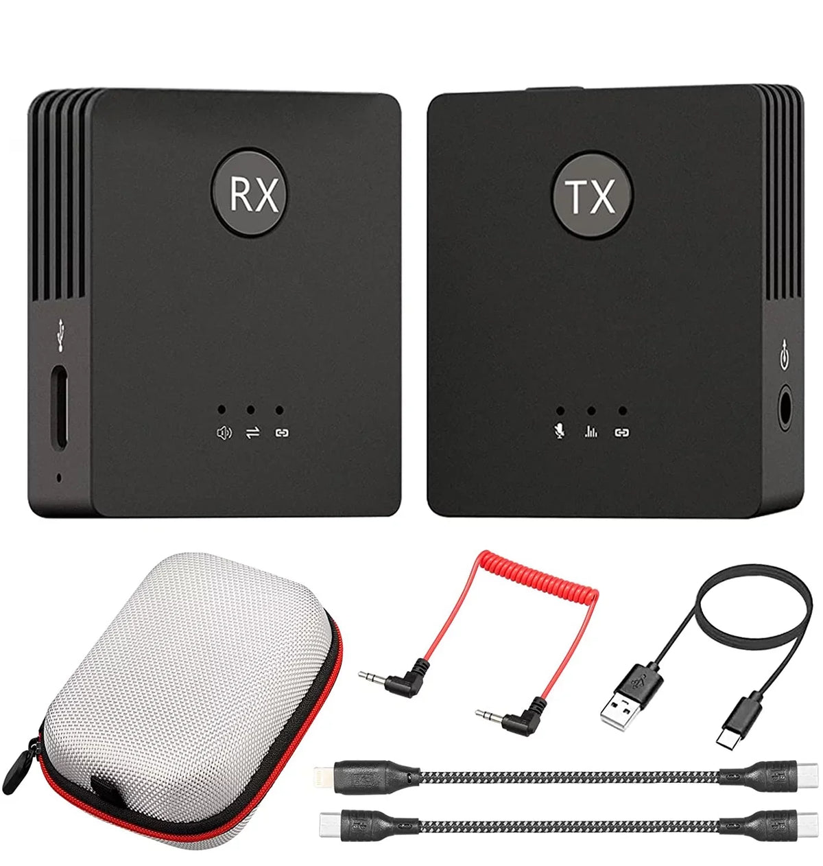 NEWWARE Wireless Lavalier Microphone for Camera/iPhone/iPad/Android/PC,2.4GHz Wireless Microphone System with Transmitter & Receiver,Clip-on Microphones,Lapel Mic 165FT 8H for Vlog Live Stream YouTube