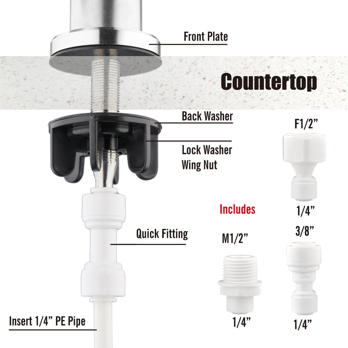 Kitchen Liquid Filter Faucet(2022NEW)100% Lead-Free Drinking Liquid Faucet Fits Most Reverse Osmosis Units or Liquid Filtration System in Non-Air Gap, Stainless Steel 304 Body(Brushed Nickel)