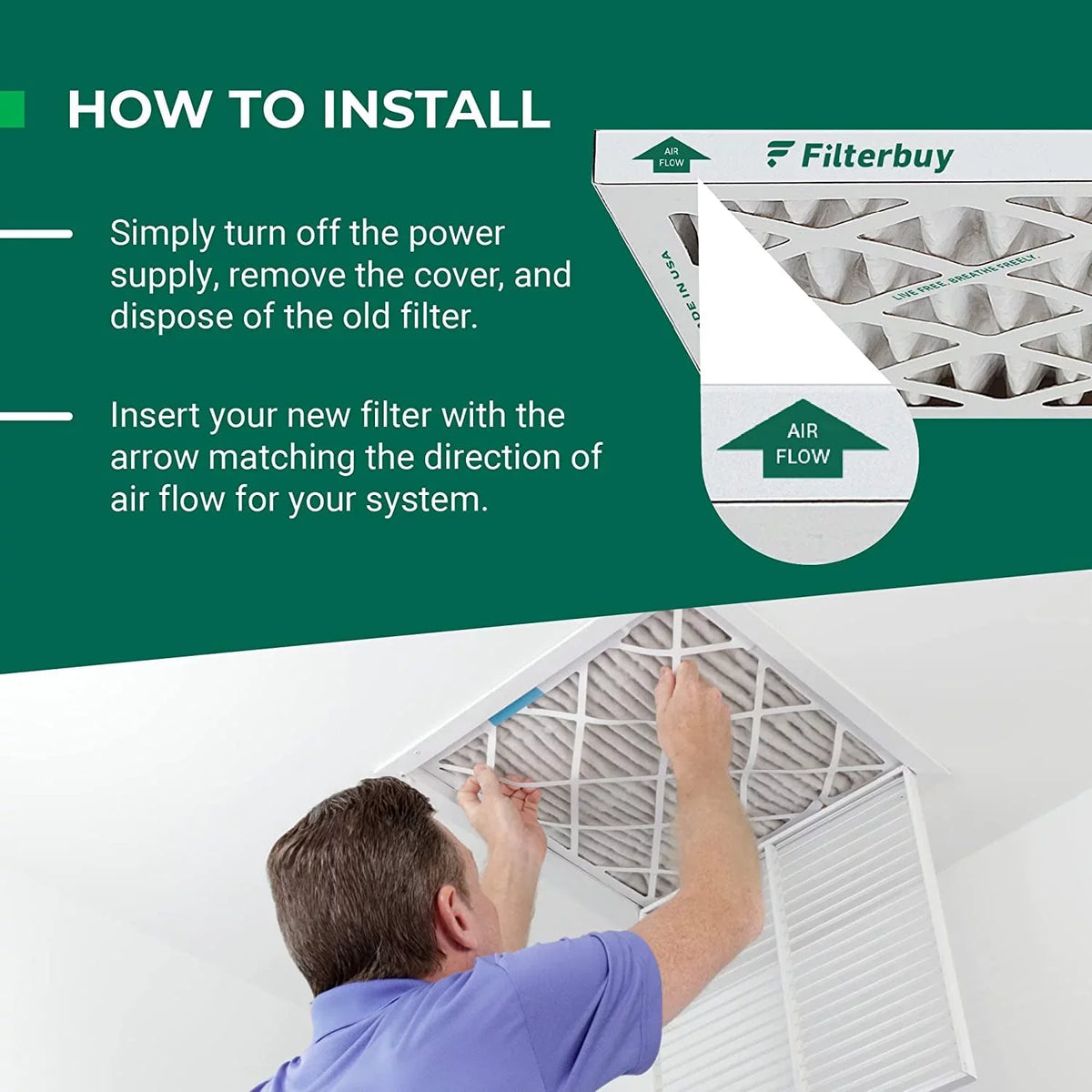 Filterbuy 20x30x1 MERV 13 Pleated HVAC AC Furnace Air Filters (5-Pack)