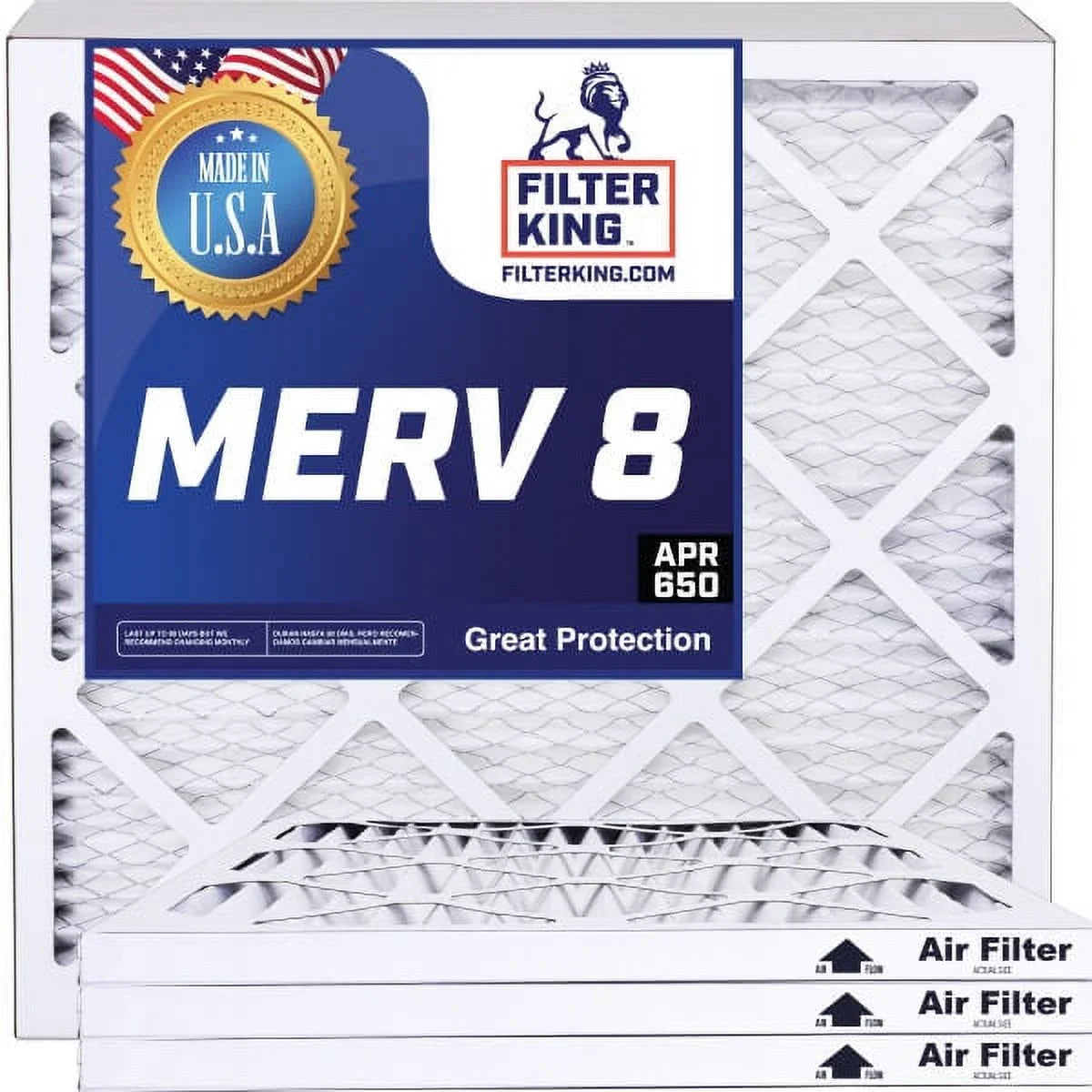 Filter King 8x32x1 Air Filter | 4-PACK | MERV 8 HVAC Pleated A/C Furnace Filters | MADE IN USA | Actual Size: 8 x 32 x .75"