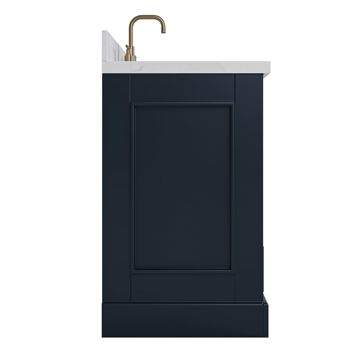 DKB Emilia 48-Inch Bathroom Vanity with Sink â Midnight Blue Single Sink Bathroom Vanity, 1.5" Edge Carrara Quartz Countertop, Solid Wood, 2 Soft Closing Doors, 9 Dovetail Drawers