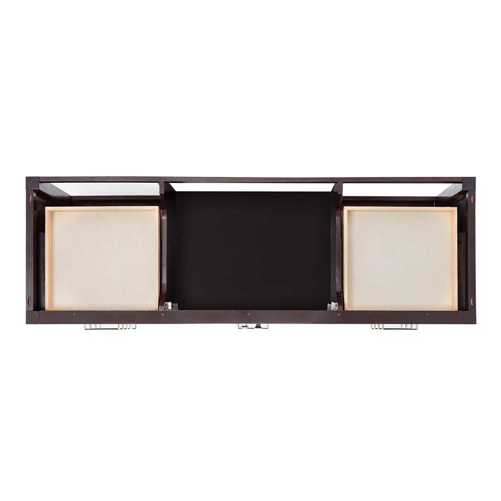 ARIEL Cambridge 66-inch Bathroom Vanity with Sink,Solid Wood, 1.5-inch Italian Carrara Marble Countertop, Single Rectangular Porcelain Sink, 2 Soft Closing Doors, 9 Dovetail Drawers, Midnight Blue