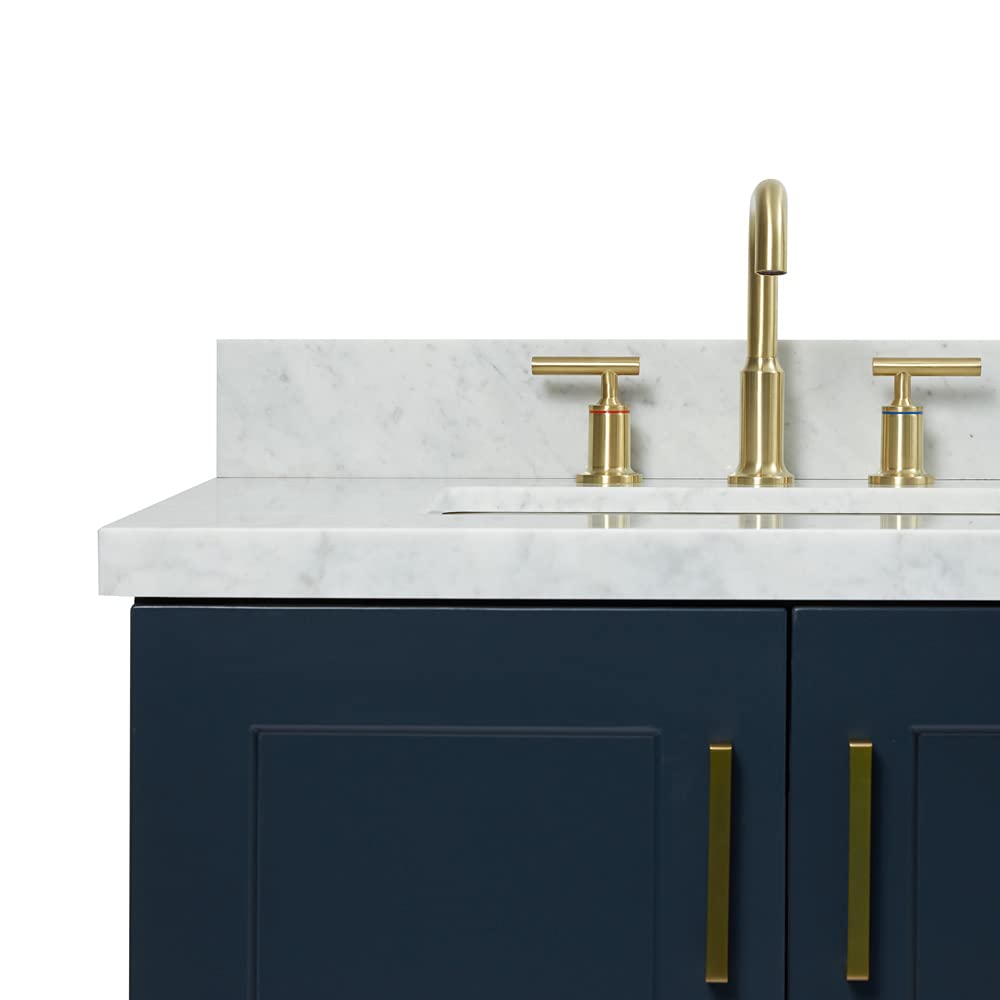 DKB Isabella 72" Oak Double Bathroom Vanity with Sink, 1.5" Carrara White Marble Countertop, Rectangle Undermount Sinks, 4 Soft Closing Doors, 6 Dovetail Drawers
