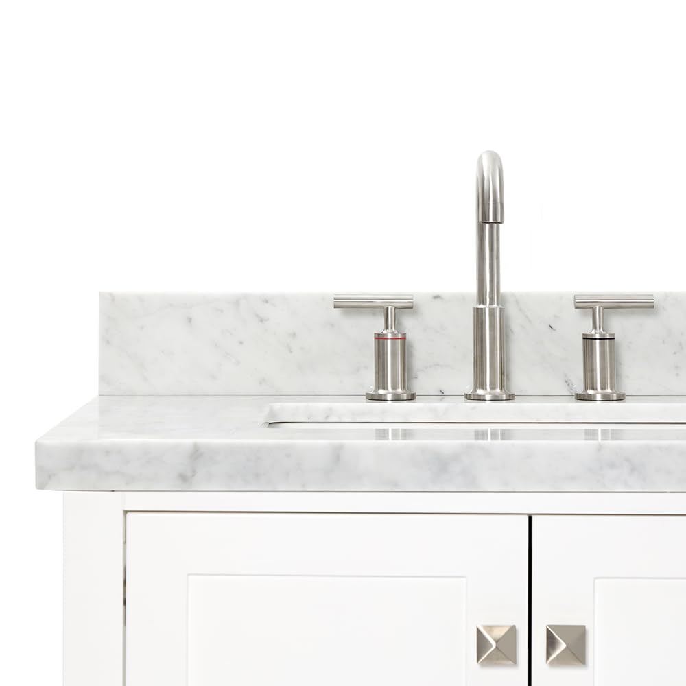 DKB Isabella 72" Oak Double Bathroom Vanity with Sink, 1.5" Carrara White Marble Countertop, Rectangle Undermount Sinks, 4 Soft Closing Doors, 6 Dovetail Drawers