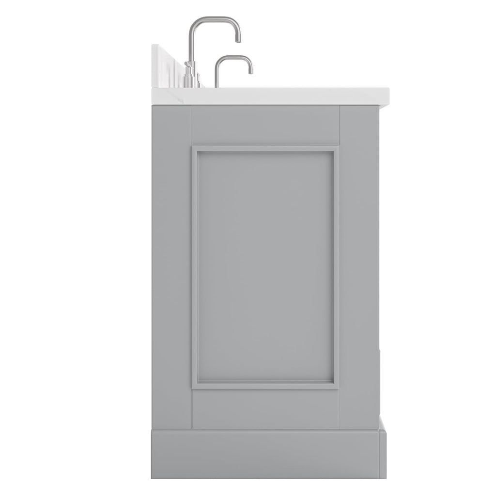 DKB Emilia 72 Inch Bathroom Vanity Double Sink â White Bathroom Vanity with Sink, 1.5" Edge Carrara White Quartz Countertop & Backsplash, 4 Soft-Close Doors, and 6 Dovetail Drawers
