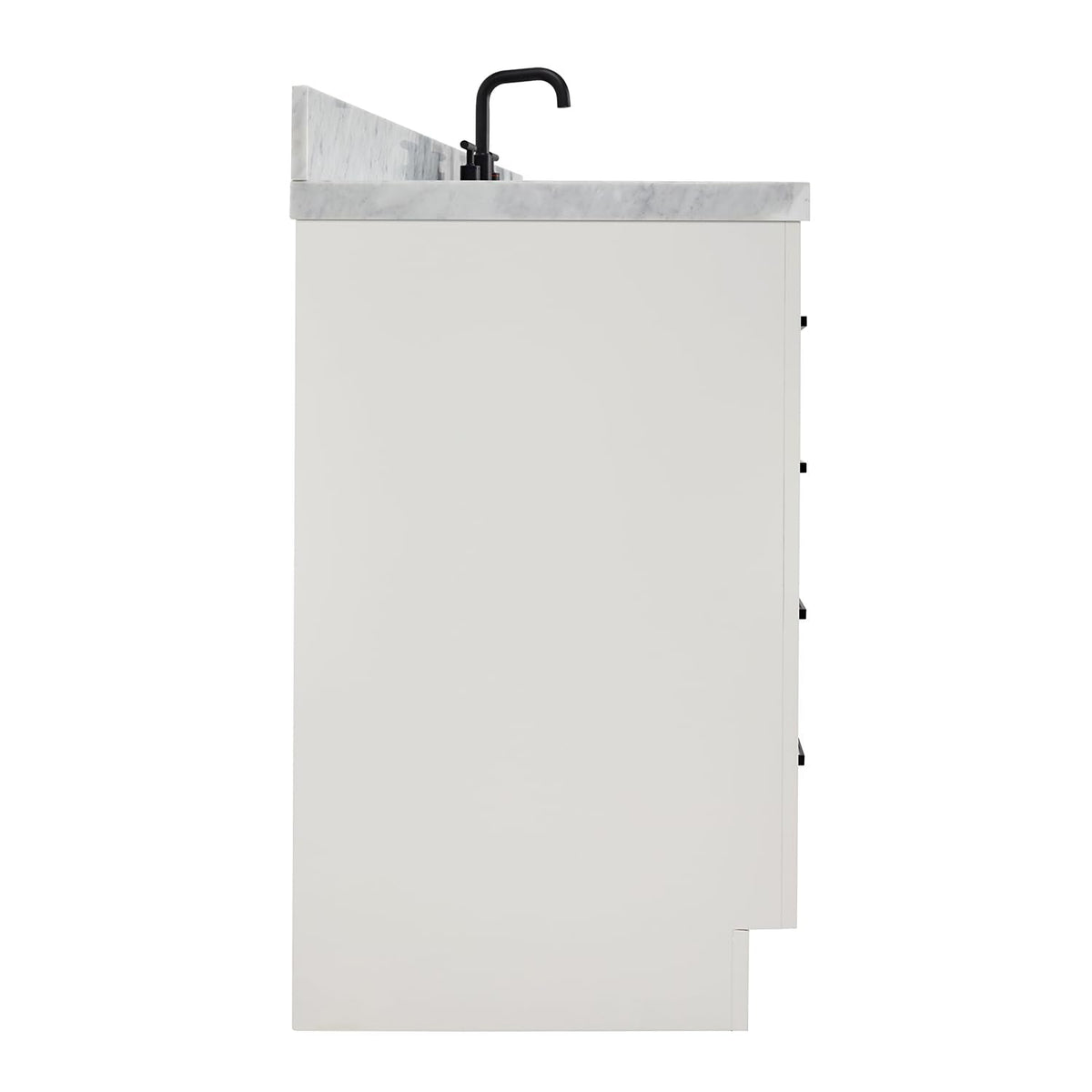 ARIEL Hepburn 66-inch Bathroom Vanity with Sink,Solid Wood, 1.5-inch Pure White Quartz Countertop & Backsplash, Single Rectangular Porcelain Sink, 2 Soft Closing Doors, 9 Dovetail Drawers, White