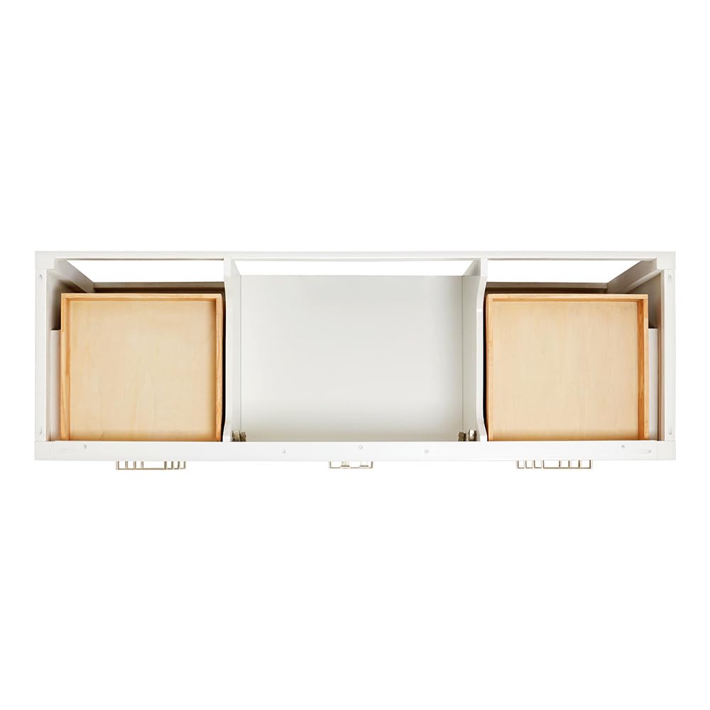 ARIEL Cambridge 66-inch Bathroom Vanity with Sink,Solid Wood, 1.5-inch Italian Carrara Marble Countertop, Single Rectangular Porcelain Sink, 2 Soft Closing Doors, 9 Dovetail Drawers, Midnight Blue