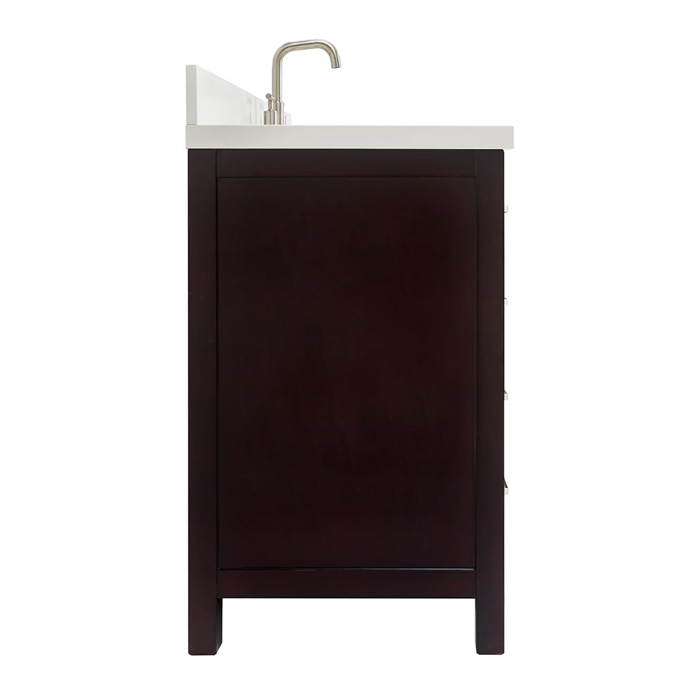 ARIEL Cambridge 66-inch Bathroom Vanity with Sink,Solid Wood, 1.5-inch Italian Carrara Marble Countertop, Single Rectangular Porcelain Sink, 2 Soft Closing Doors, 9 Dovetail Drawers, Midnight Blue