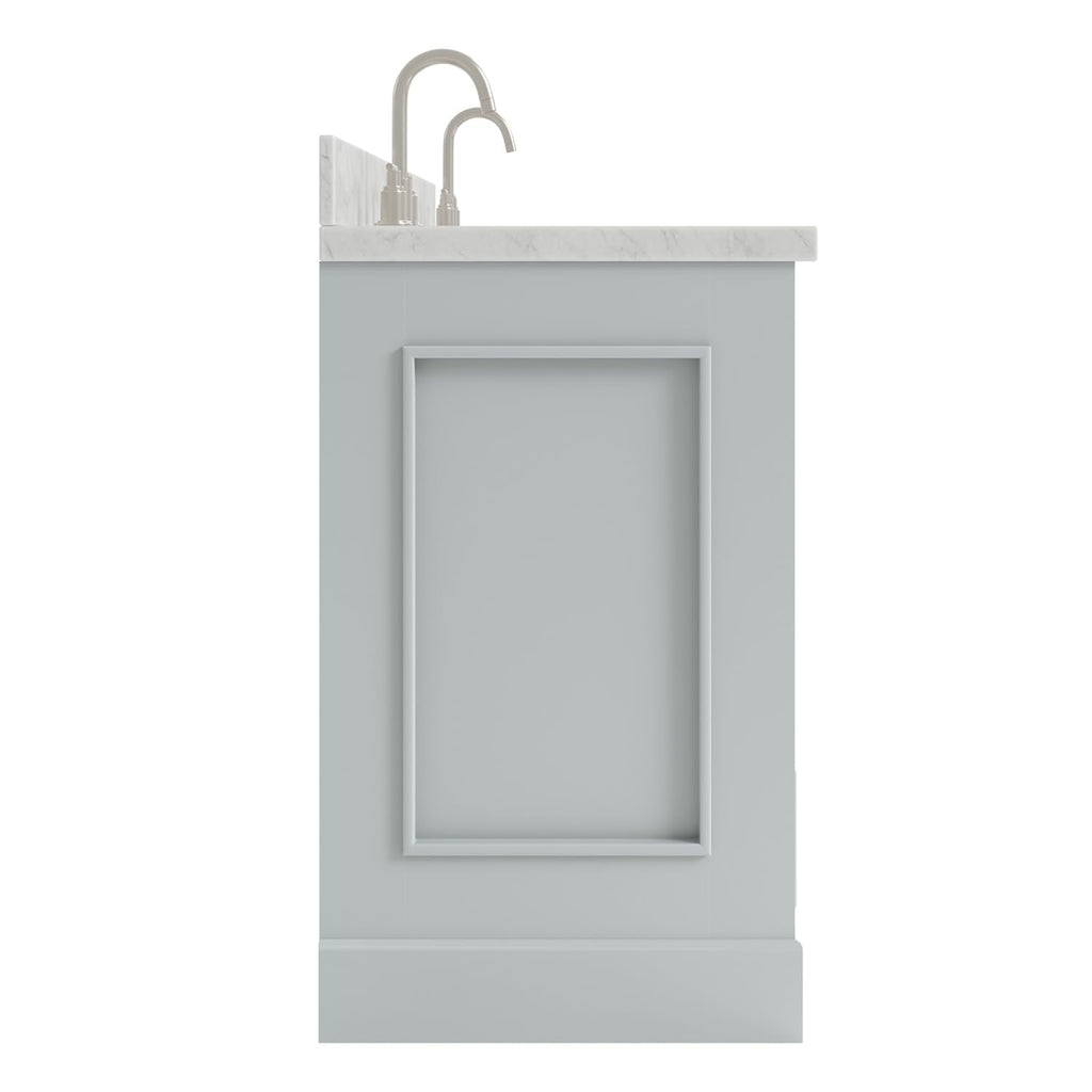 DKB Isabella 72" Oak Double Bathroom Vanity with Sink, 1.5" Carrara White Marble Countertop, Rectangle Undermount Sinks, 4 Soft Closing Doors, 6 Dovetail Drawers