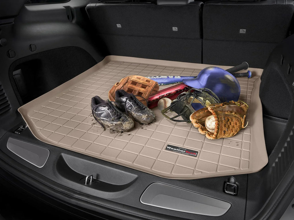 WeatherTech Cargo Trunk Liner with Bumper Protector compatible with 2021-2024 Jeep Grand Cherokee L - Behind 3rd Row Seating With Bumper Protector, Tan