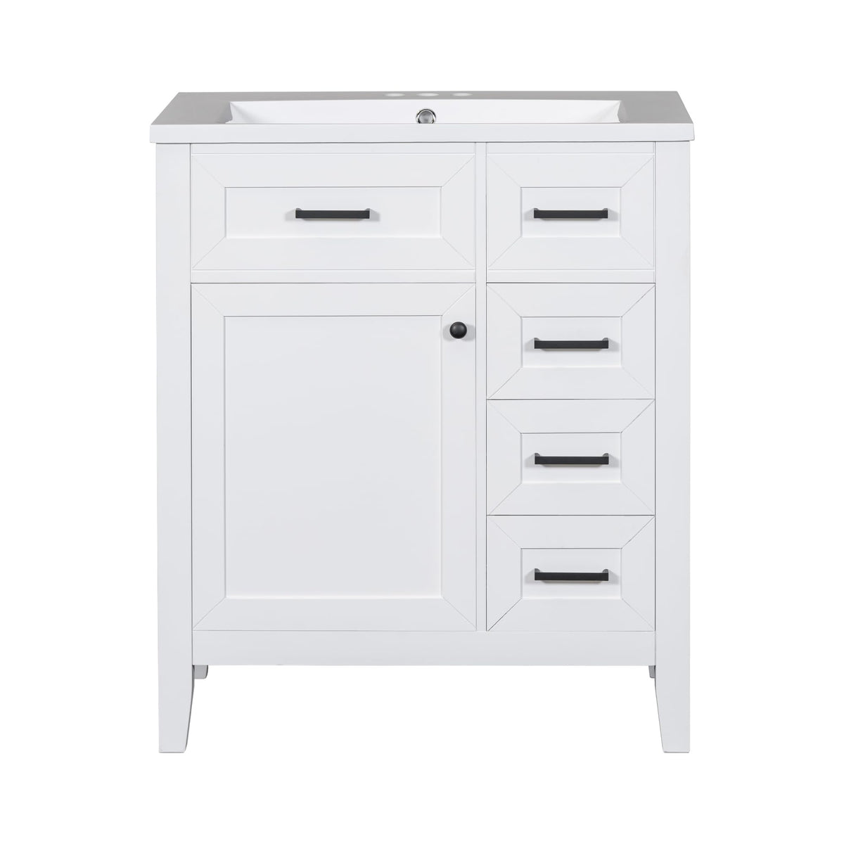 36 Inch Bathroom Vanities with Undermount Ceramic Sink, Storage Cabinet with Soft Closing Doors and Three Drawers, Solid Wood Frame, Natural Wood