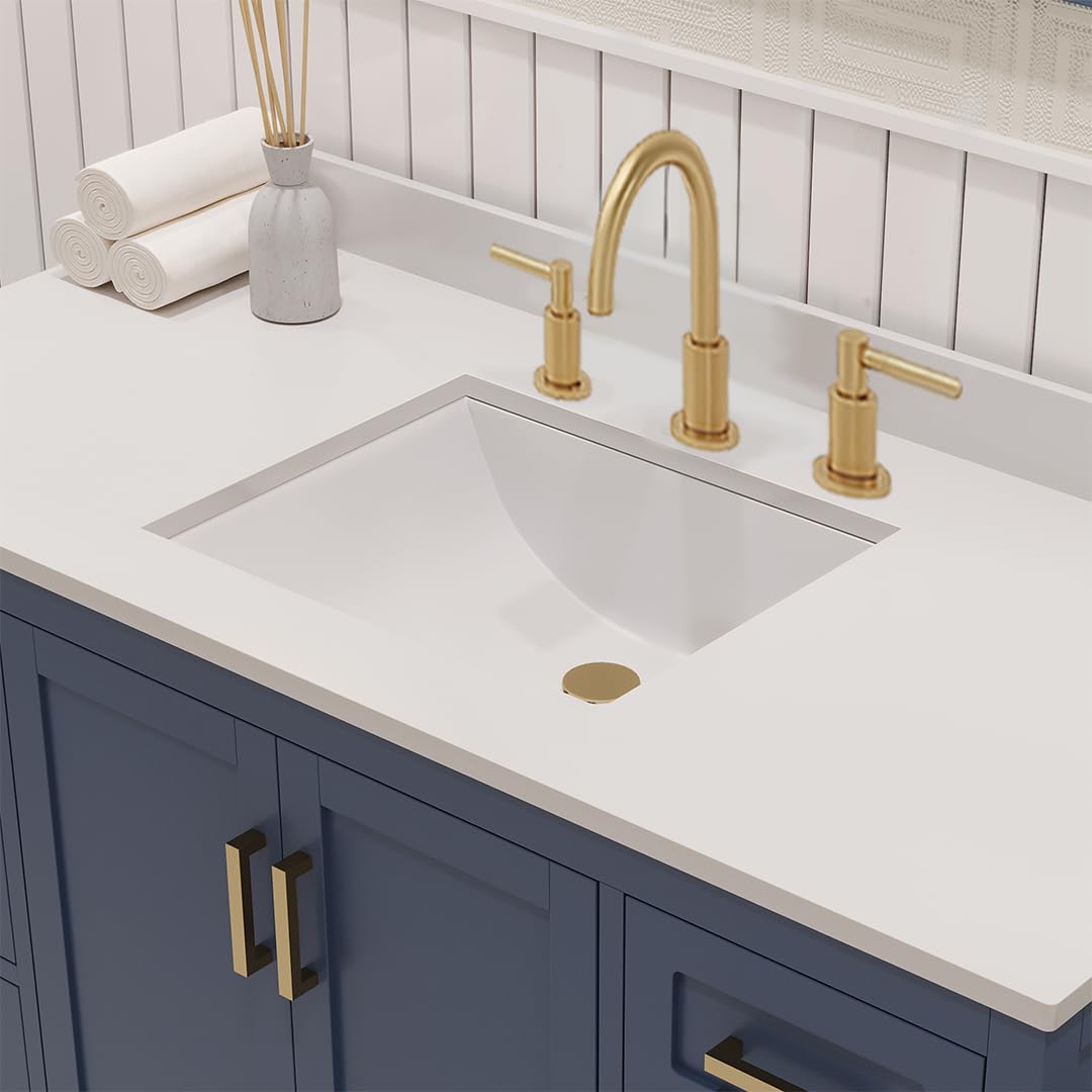 Ayna Decors Maya 72 Inch Double Vanity with Sink and Pre Drilled Faucet Holes Quartz Top in Charcoal Grey, Freestanding Bathroom Vanities with Soft Close Doors and Drawers - Brushed Gold Hardware