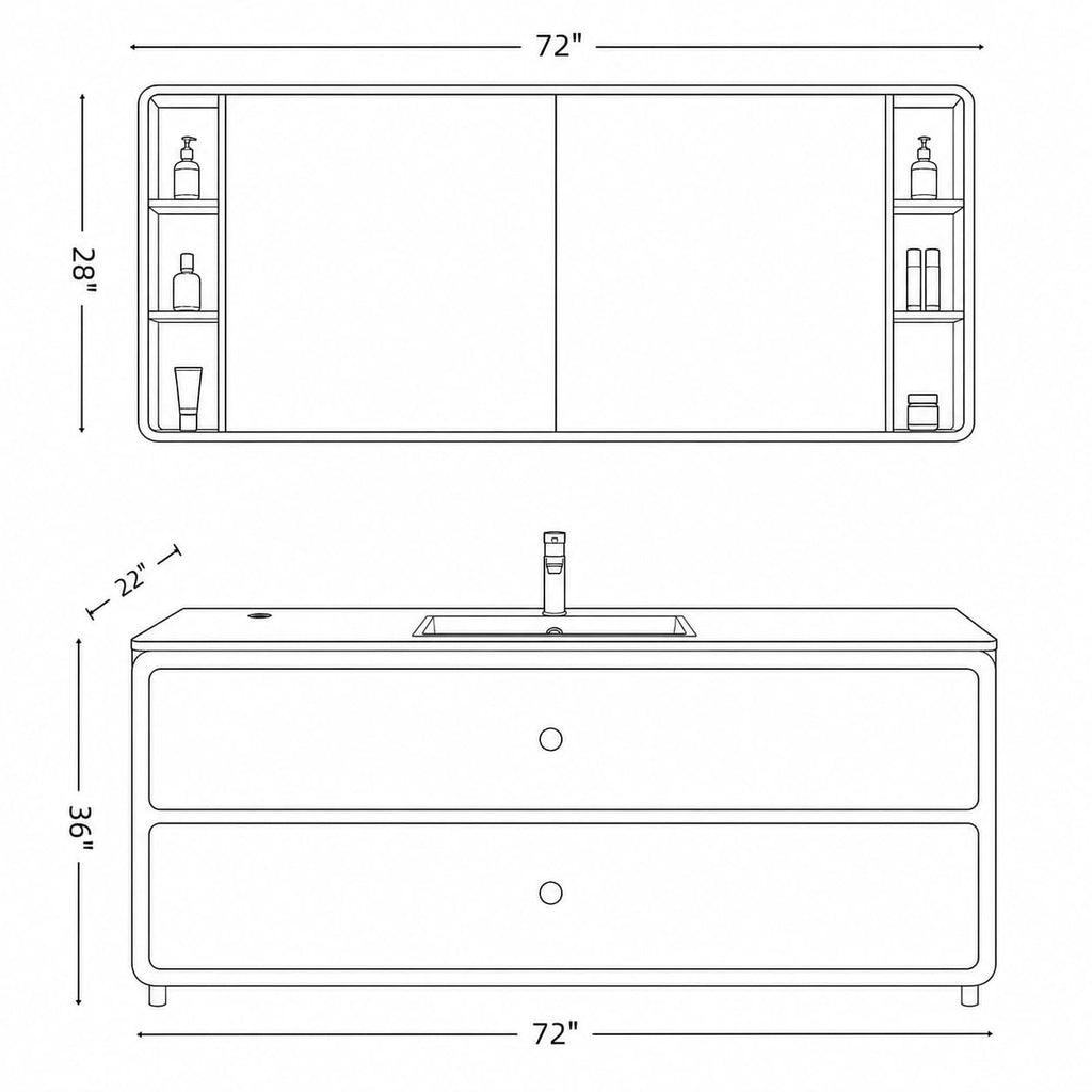 62 IN Freestanding Single Sink Bathroom Vanity with LED Storage Mirror