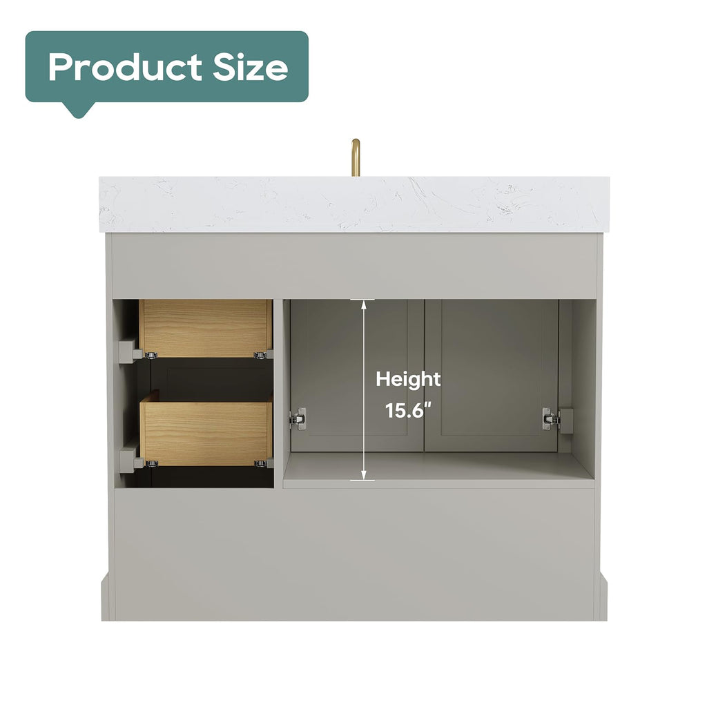 60 Inch Bathroom Vanity with Double Sink Combo, Greige