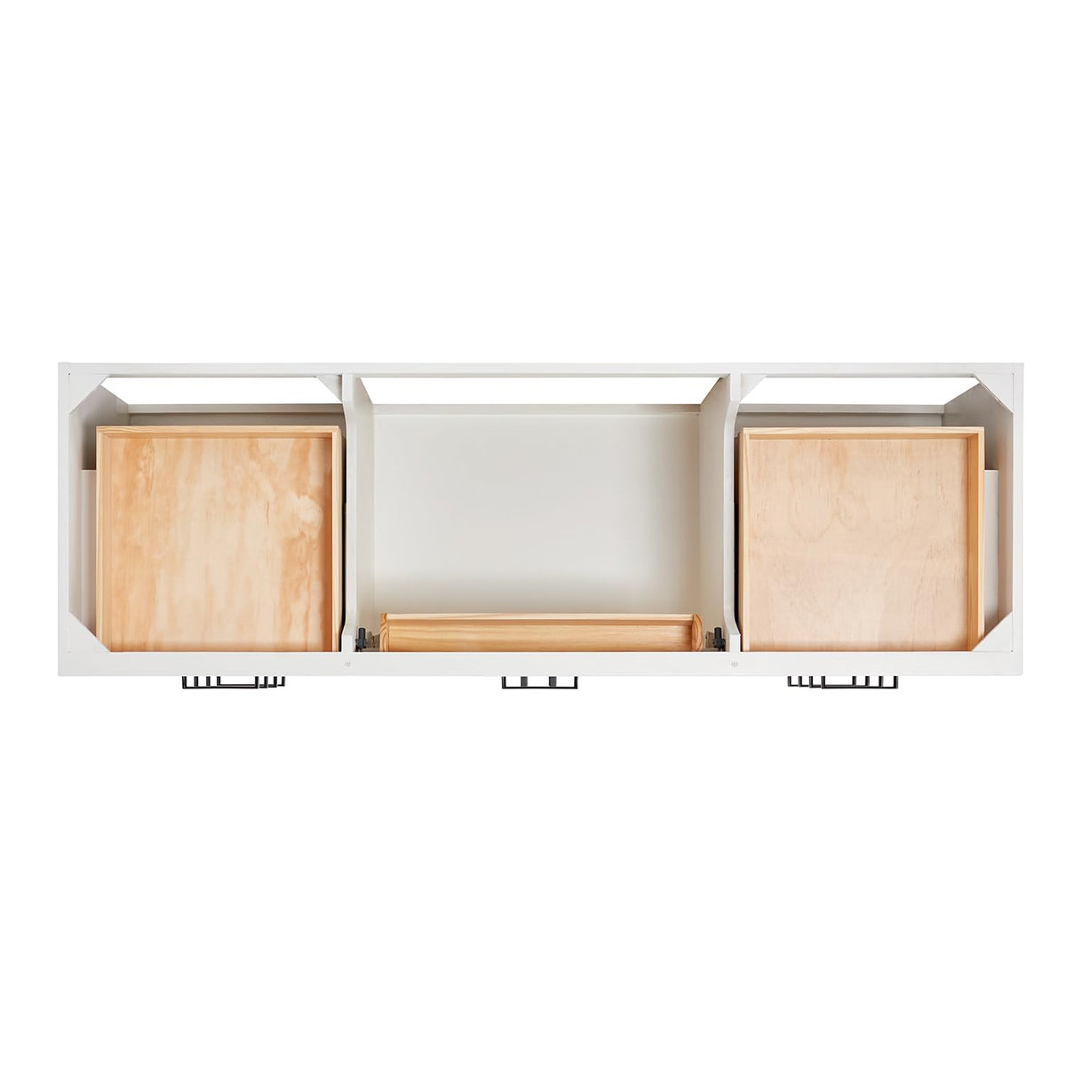 ARIEL Hepburn 66-inch Bathroom Vanity with Sink,Solid Wood, 1.5-inch Pure White Quartz Countertop & Backsplash, Single Rectangular Porcelain Sink, 2 Soft Closing Doors, 9 Dovetail Drawers, White