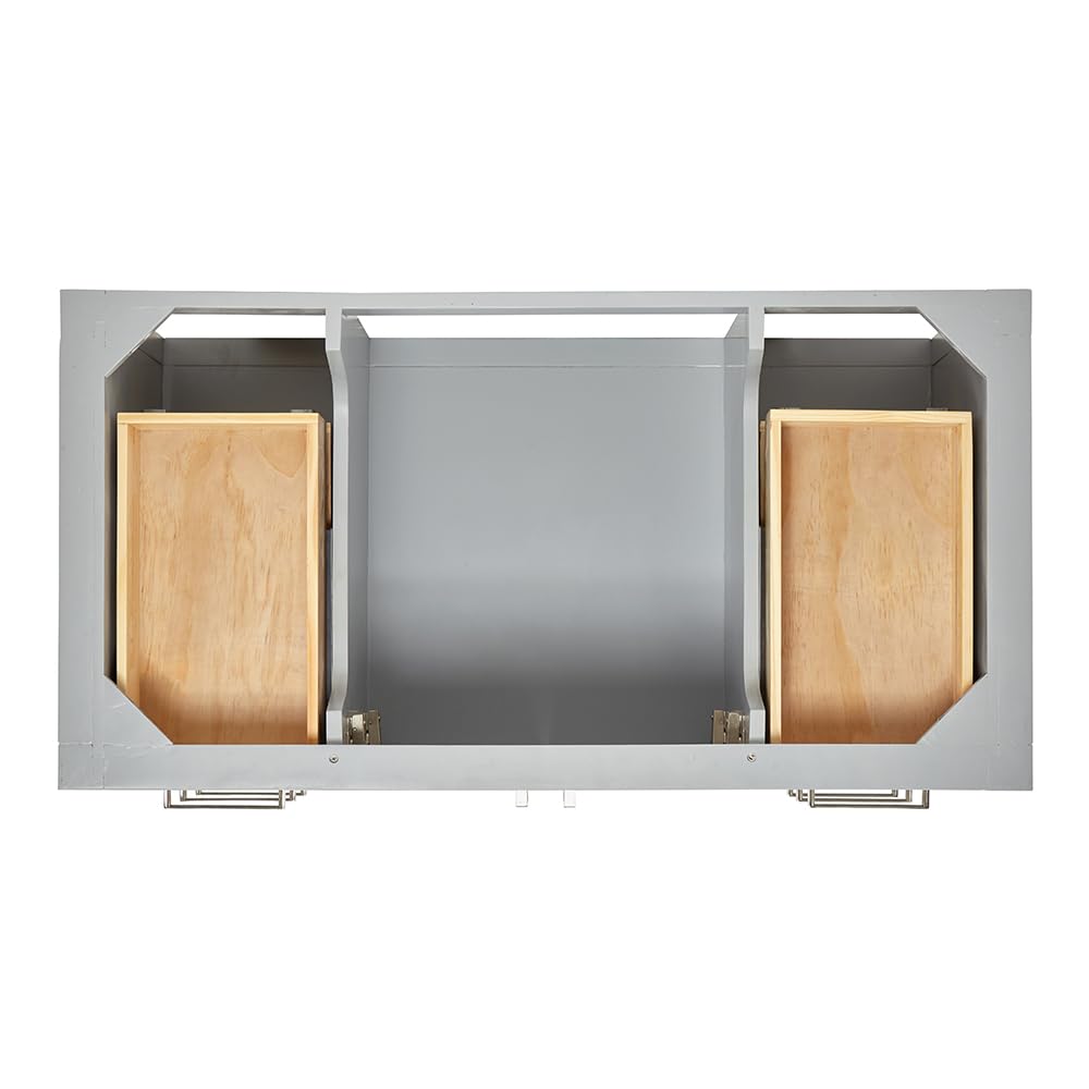 DKB Beckford 42-Inch White Bathroom Vanity with Sink, Solid Wood Base Cabinet, 1.5" White Quartz Countertop, Rectangular Sink, 2 Soft Closing Doors, 9 Drawers