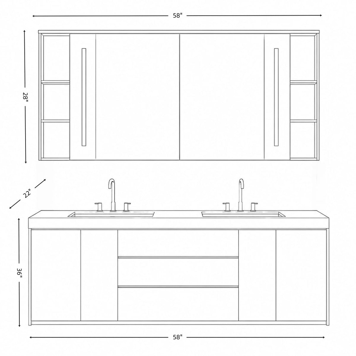 72 in Double-Sink Freestanding Bathroom Vanity with LED Mirror