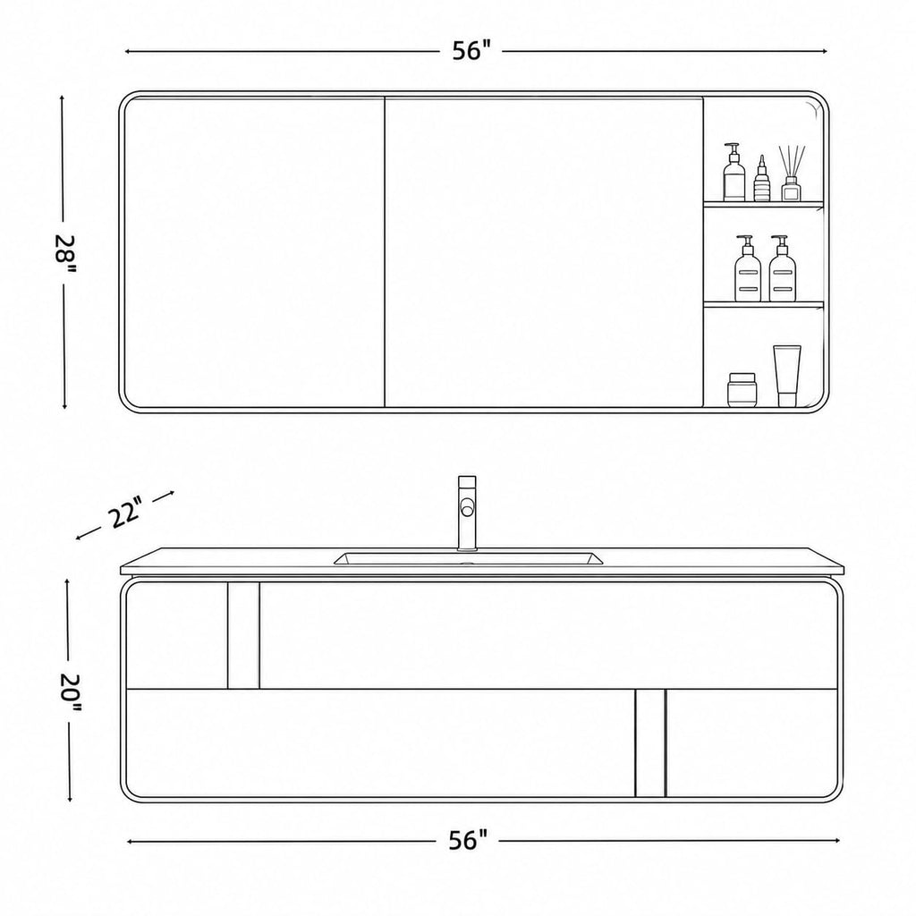 48 in Floating Bathroom Vanity with Sink & LED Backlit Mirror