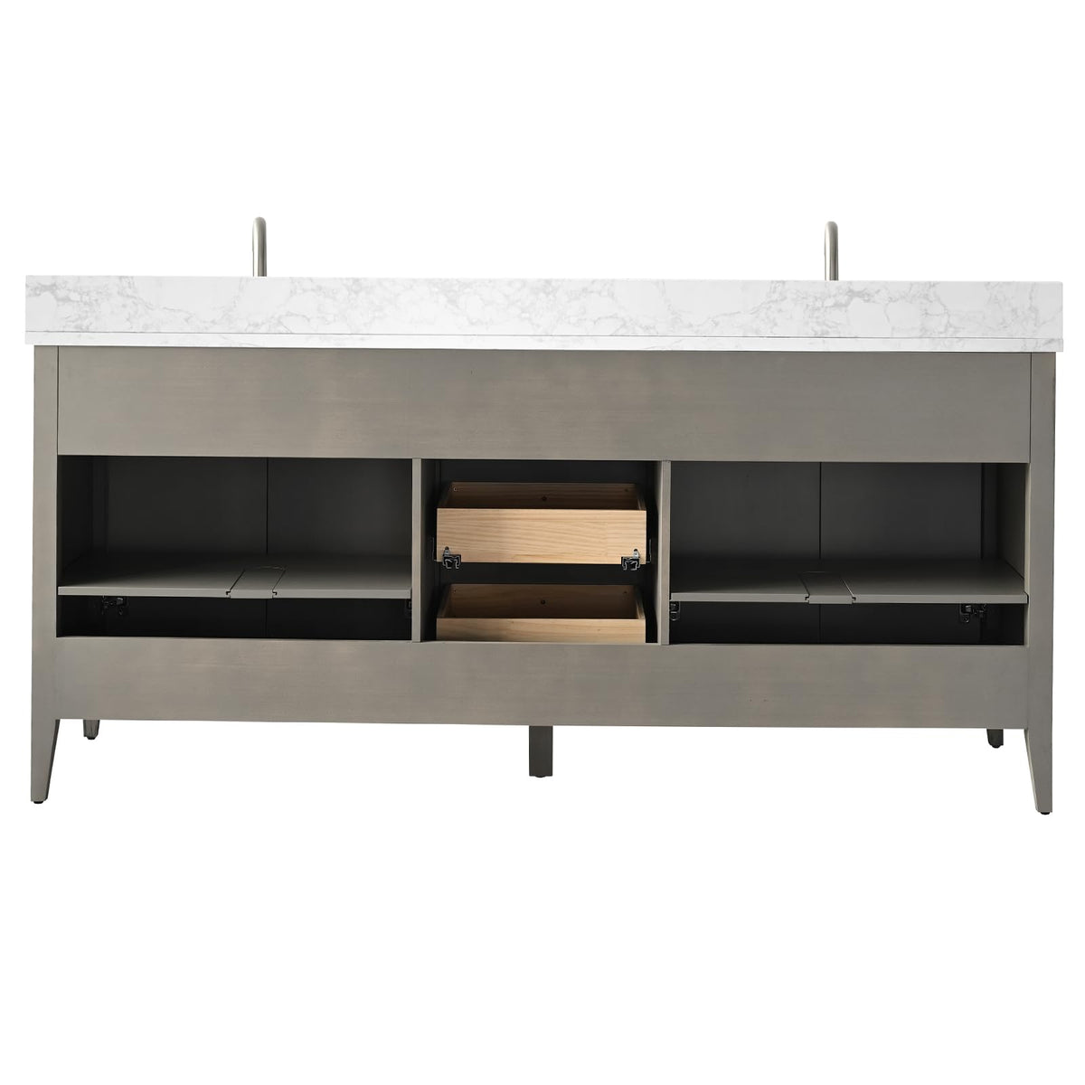 Vanity Art 84 inch Bathroom Vanity with Double Sink & Ceramic Top, Vanity Cabinet with Soft-Closing Door, Solid Wood Frame, Linear Pattern, Walnut, Golden Brushed Handware,Vintage Green