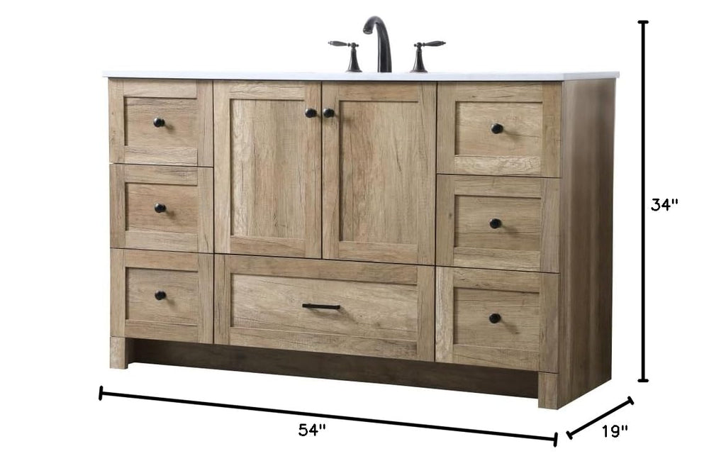 18" Pre-Assembled Bathroom Vanity with Sink, Engineered Wood, Ivory White Engineered Marble Countertop Included, Single Oval Porcelain Sink, 1 Soft-Close Drawers, Expresso