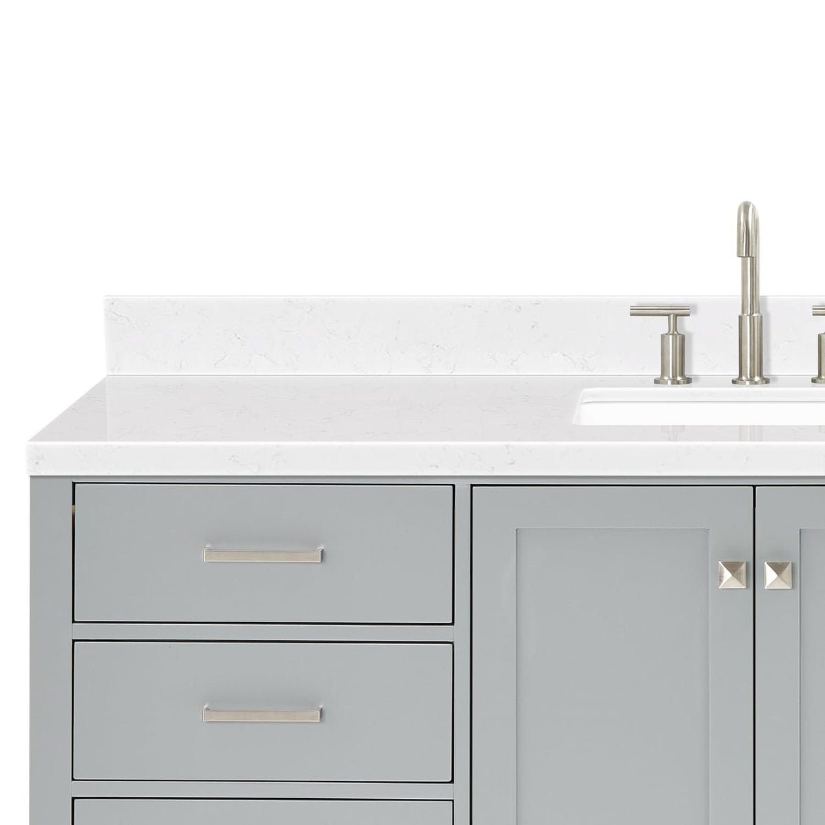 ARIEL Cambridge 66-inch Bathroom Vanity with Sink,Solid Wood, 1.5-inch Italian Carrara Marble Countertop, Single Rectangular Porcelain Sink, 2 Soft Closing Doors, 9 Dovetail Drawers, Midnight Blue