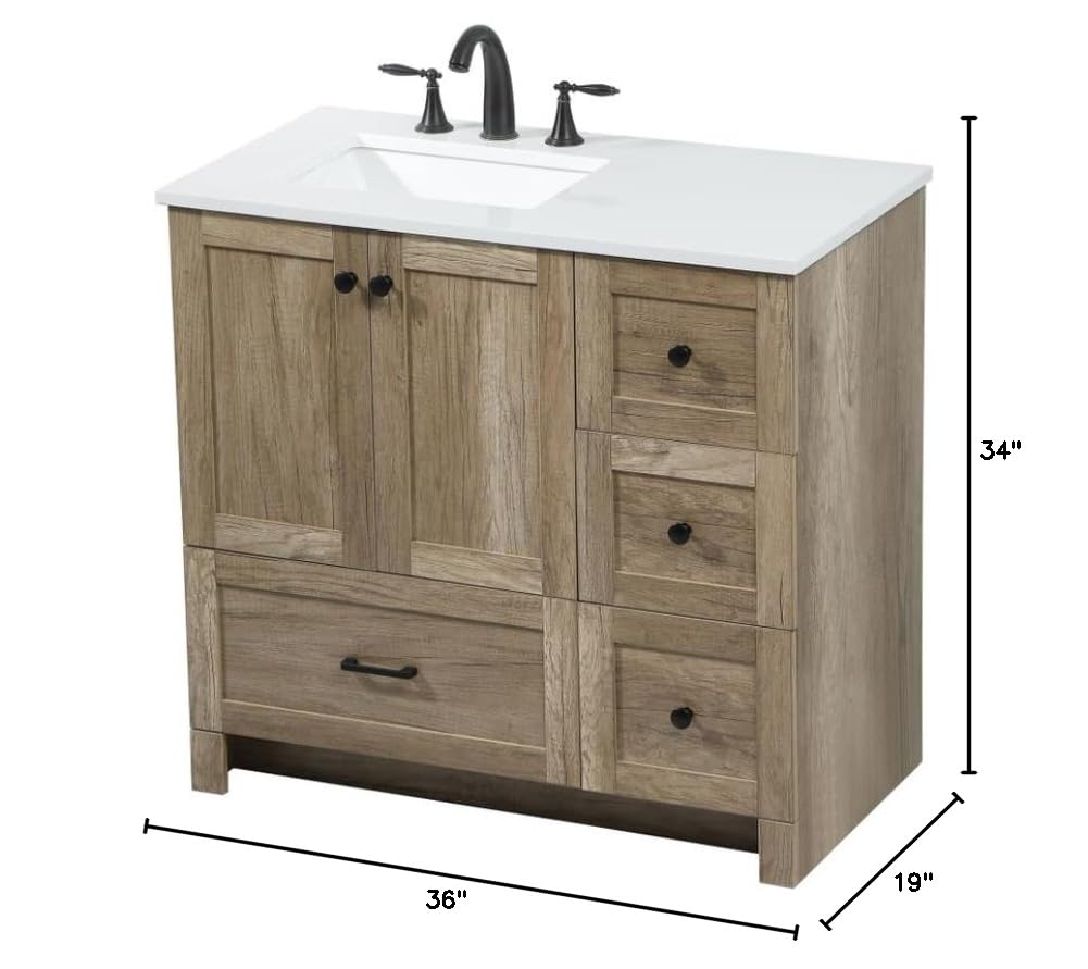 18" Pre-Assembled Bathroom Vanity with Sink, Engineered Wood, Ivory White Engineered Marble Countertop Included, Single Oval Porcelain Sink, 1 Soft-Close Drawers, Expresso