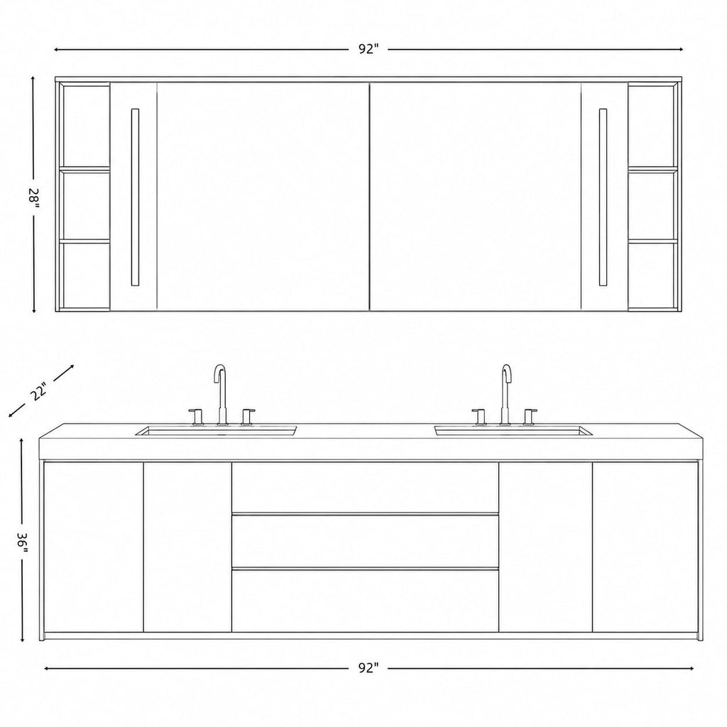 78 IN Freestanding Double-Sink Bathroom Vanity with LED Mirror Cabinet