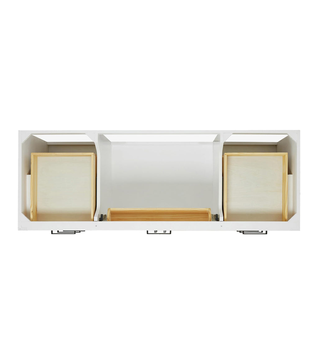 ARIEL Hepburn 60-inch Bathroom Vanity with Sink,Solid Wood, 1.5-inch Carrara White Quartz Countertop & Backsplash, Single Rectangular Porcelain Sink, 2 Soft Closing Doors, 9 Dovetail Drawers, Black