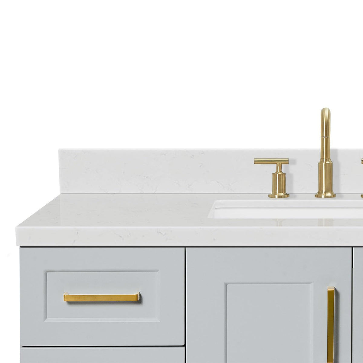 DKB Emilia 48-Inch Bathroom Vanity with Sink â Midnight Blue Single Sink Bathroom Vanity, 1.5" Edge Carrara Quartz Countertop, Solid Wood, 2 Soft Closing Doors, 9 Dovetail Drawers