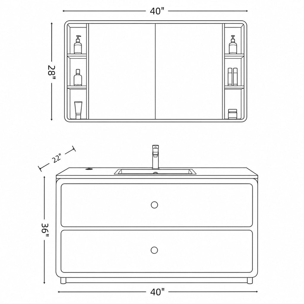 50 IN Freestanding Single Sink Bathroom Vanity with LED Mirror Cabinet