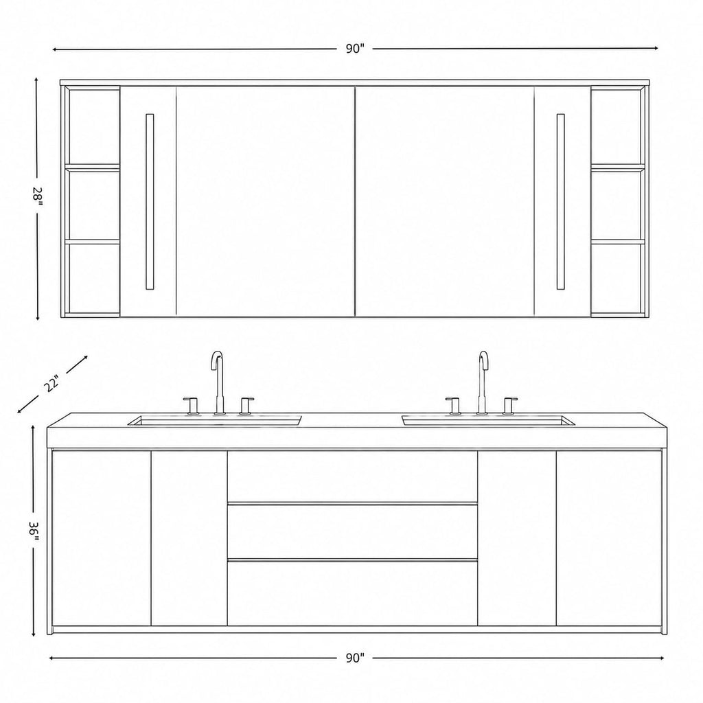 72 in Freestanding Double-Sink Bathroom Vanity with Mirror Cabinet