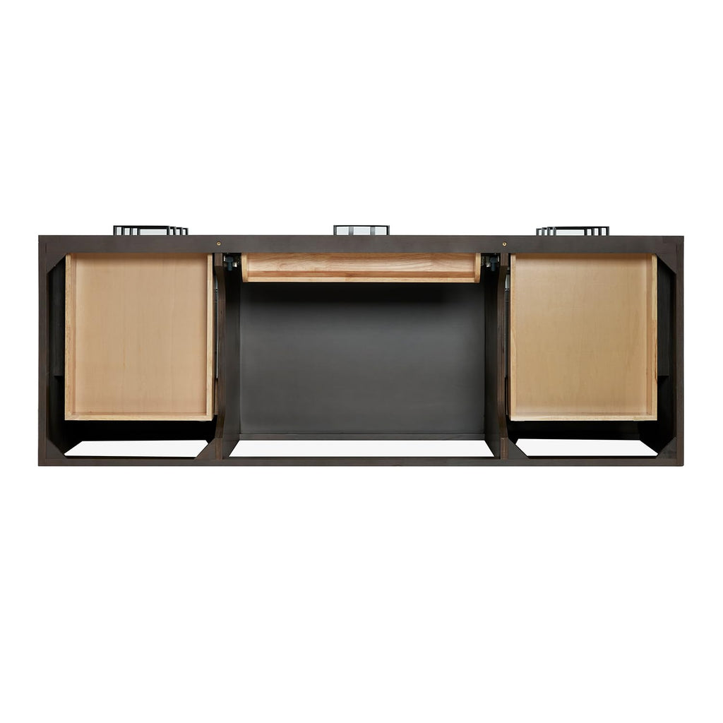 ARIEL Hepburn 60-inch Bathroom Vanity with Sink,Solid Wood, 1.5-inch Carrara White Quartz Countertop & Backsplash, Single Rectangular Porcelain Sink, 2 Soft Closing Doors, 9 Dovetail Drawers, Black