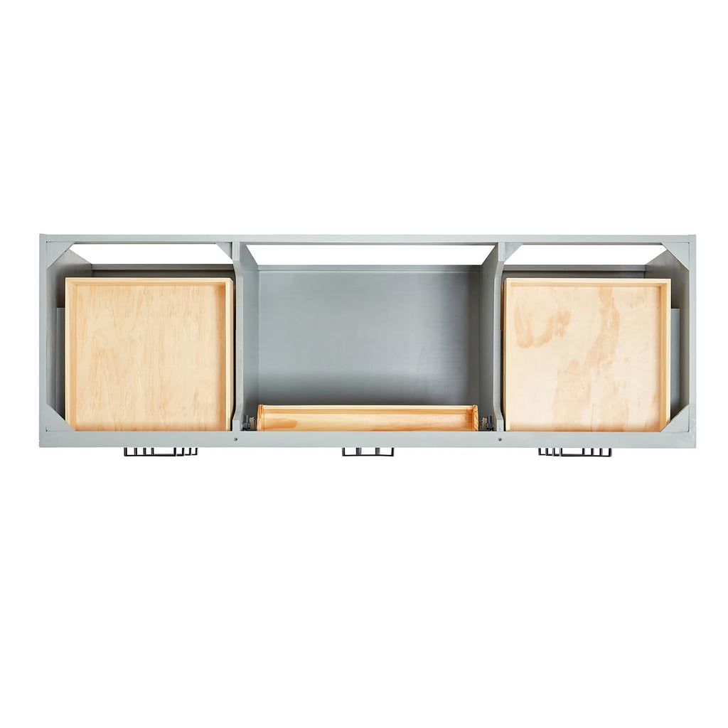 ARIEL Hepburn 66-inch Bathroom Vanity with Sink,Solid Wood, 1.5-inch Pure White Quartz Countertop & Backsplash, Single Rectangular Porcelain Sink, 2 Soft Closing Doors, 9 Dovetail Drawers, White