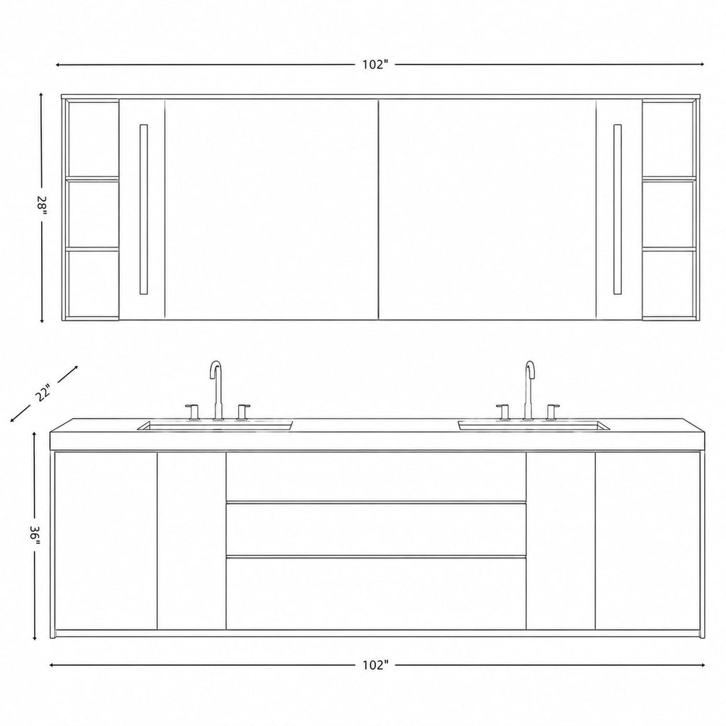 76 IN Freestanding Double Bathroom Vanity with Vessel Sinks & LED Mirror