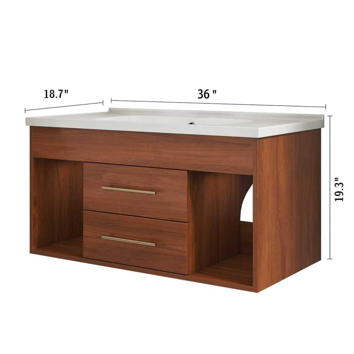 Glintee 40" Floating Bathroom Vanity & Sintered Stone Top, Black