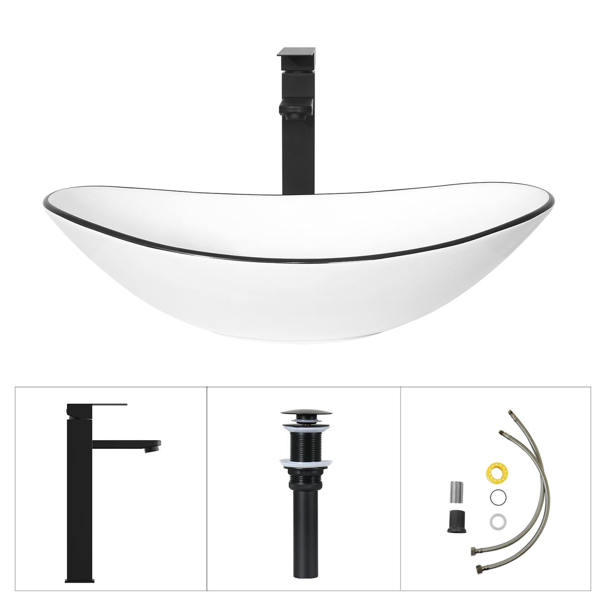 32'' Bathroom Vanity with Sink, Modern Bathroom Cabinet, Black