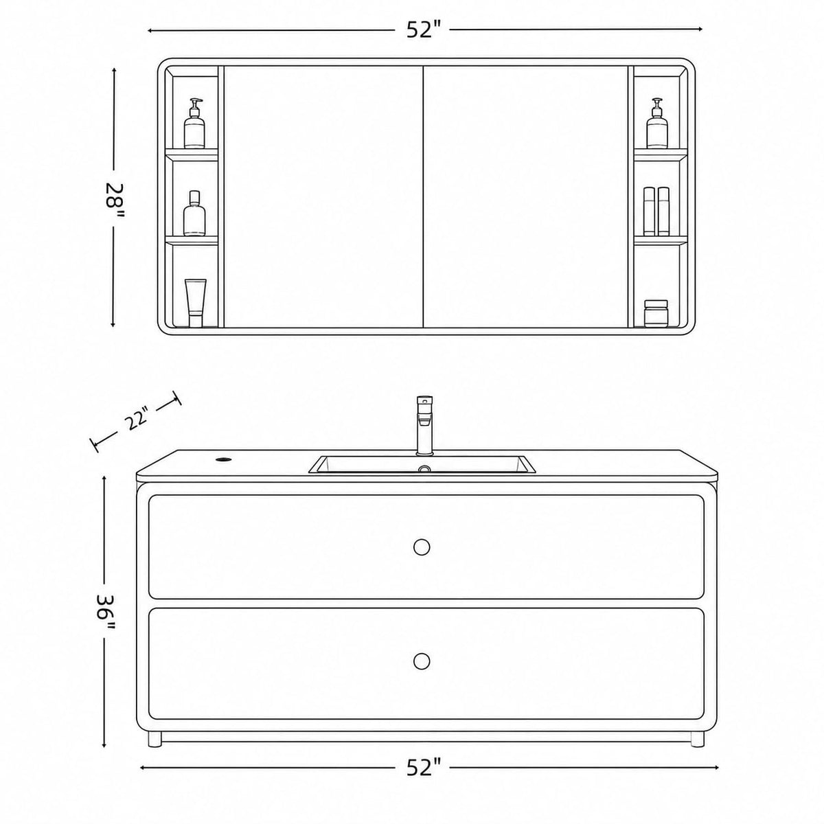 62 IN Freestanding Single Sink Bathroom Vanity with LED Storage Mirror