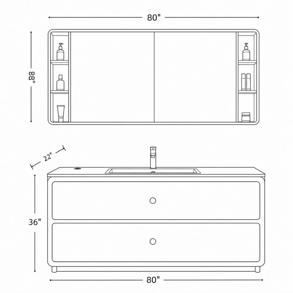 50 IN Freestanding Single Sink Bathroom Vanity with LED Mirror Cabinet