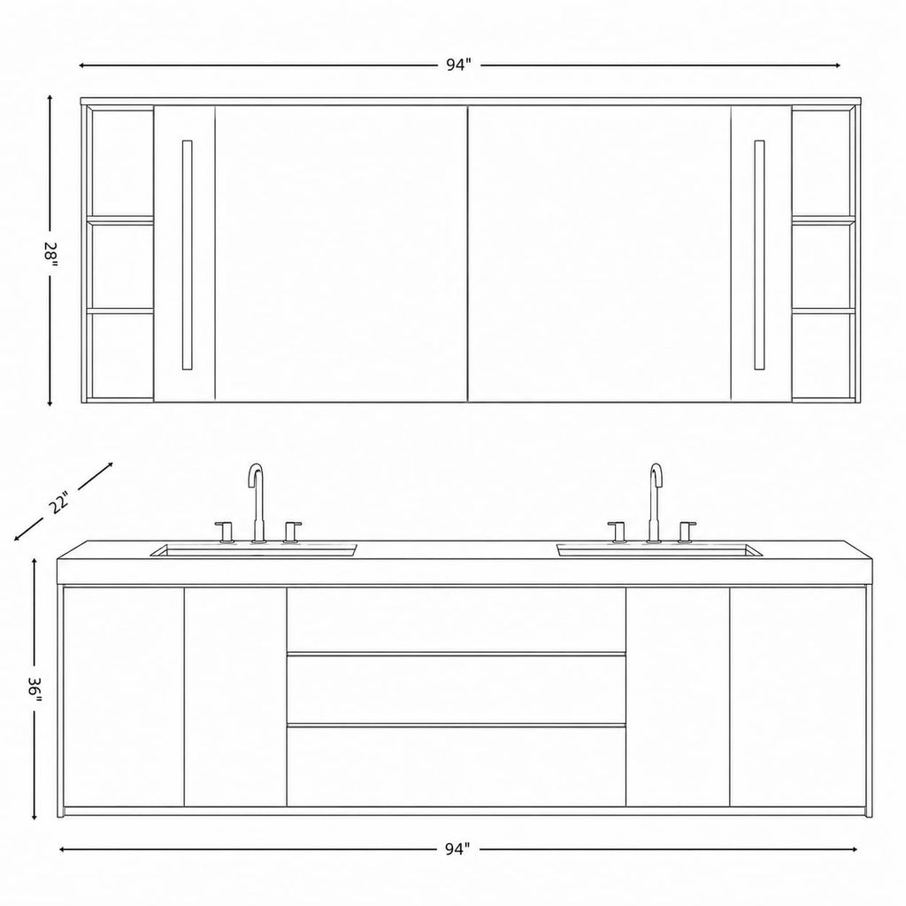 66 in Freestanding Double-Sink Bathroom Vanity with LED Mirror