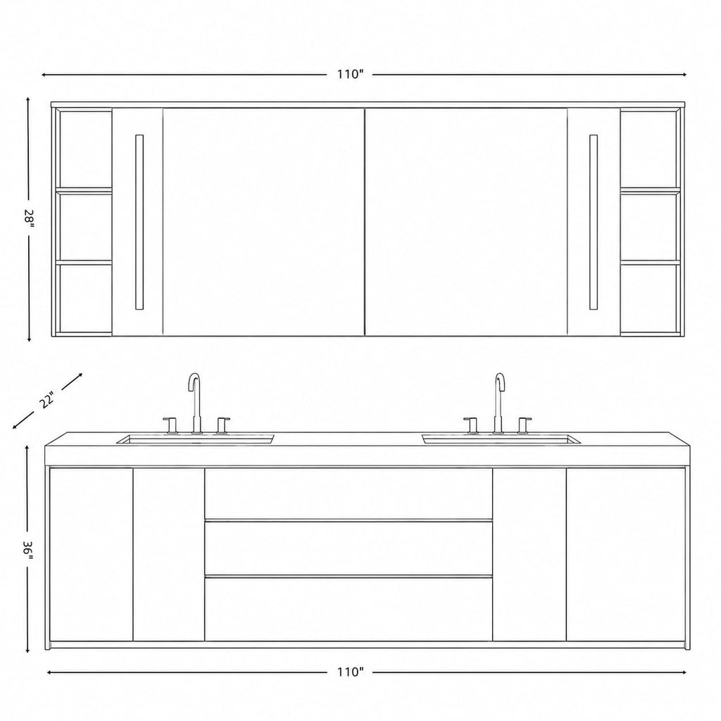 52 IN Freestanding Double Bathroom Vanity with Sinks & LED Backlit Mirror