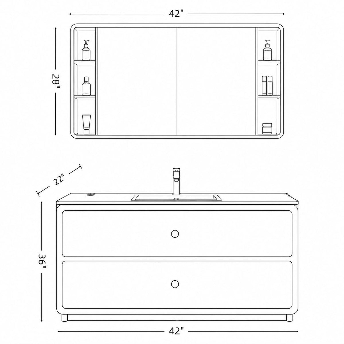 62 IN Freestanding Single Sink Bathroom Vanity with LED Storage Mirror