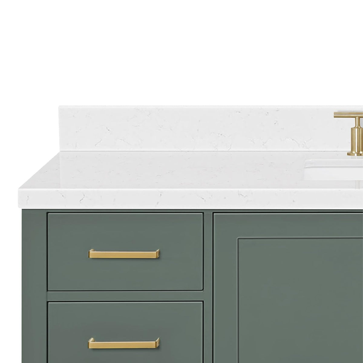 DKB Isabella 60 Inch Bathroom Vanity Single Sink â White Bathroom Vanity with Sink, 1.5" Edge Carrara White Quartz Countertop, Solid Wood, 2 Soft-Close Doors, 8 Dovetail Drawers + Tilt Drawer