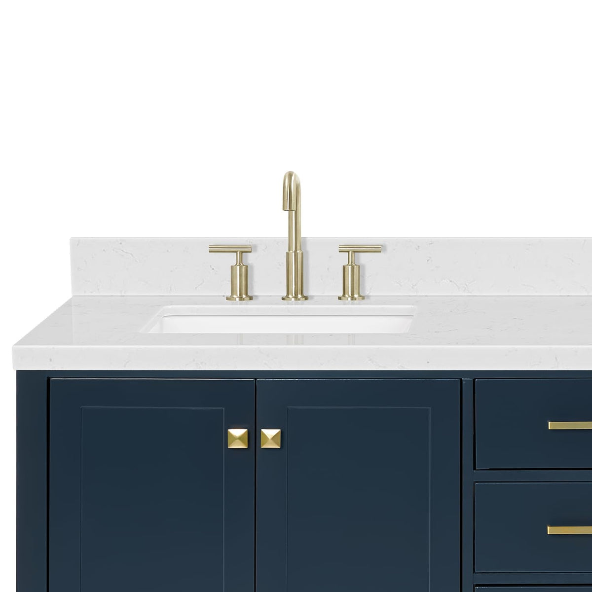 DKB Emilia 72 Inch Bathroom Vanity Double Sink â White Bathroom Vanity with Sink, 1.5" Edge Carrara White Quartz Countertop & Backsplash, 4 Soft-Close Doors, and 6 Dovetail Drawers